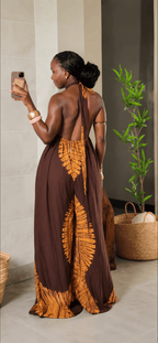 Backless Tie-Dye Dera Jumpsuit with Pockets - Dera by Passion
